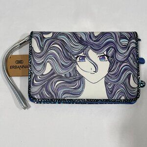 NWT, ERBANNA Wristlet Clutch Anime Graphic Phone Wallet, Blue/Purple Multi